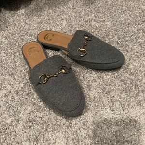 Grey slip on shoes